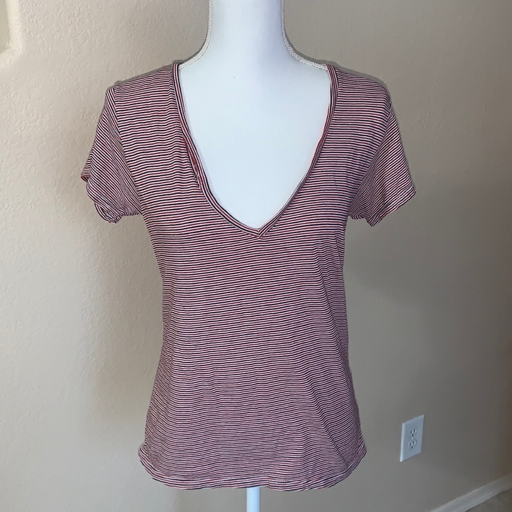 Brandy Melville striped vneck tee